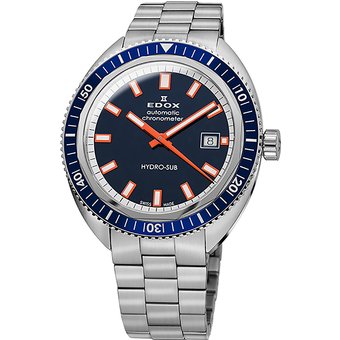 Edox 80128-3BUM-BUIO Hydro-Sub Automatik Chronometer Herrenuhr 42mm 30ATM