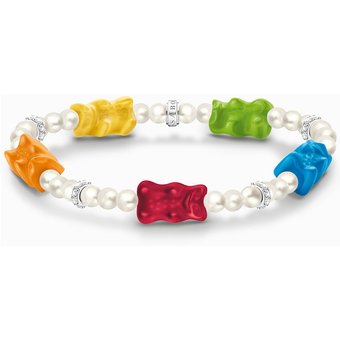 Thomas Sabo A2153-052-7-L17 Goldbären Perlenarmband bunt 17 cm