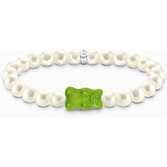 Thomas Sabo A2154-017-6-L15 Goldbären Perlenarmband grün 15 cm