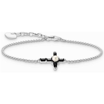 Thomas Sabo A2173-167-11-L19V Silbernes Armband mit schwarzem Kreuz Cross Romance