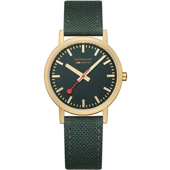 Mondaine A660.30314.60SBS Damenuhr Classic Grün und Gold 36mm 3ATM