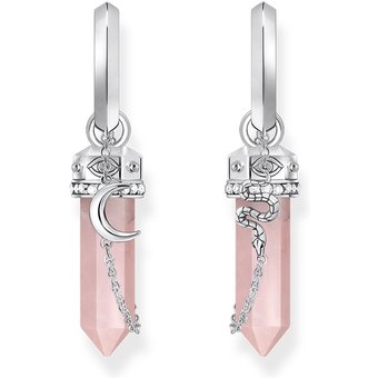 Thomas Sabo CR722-643-9 Silberne Creolen mit Rosa Kristall Anhänger & Symbolen Damen