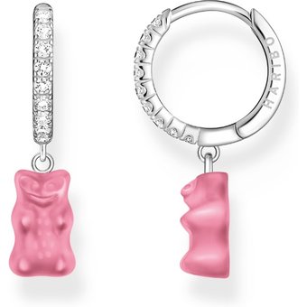 Thomas Sabo CR726-052-9 Silberne Einzel-Creole mit pinkem Goldbären 28,0 mm Damen