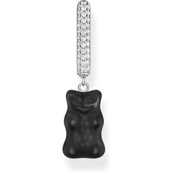 Thomas Sabo CR727-052-11 Silberne Einzel-Creole mit schwarzem Midiversion Goldbären Damen