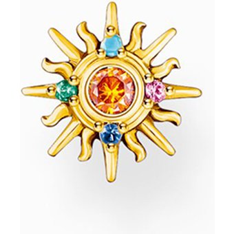 Thomas Sabo H2284-971-7 Vergoldeter Einzel-Ohrstecker Sonne m. bunten Steinen Damen