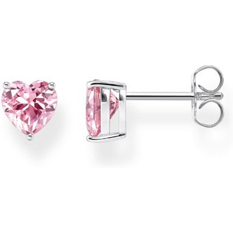 Thomas Sabo H2306-051-9 Silberner Ohrstecker mit pinkfarbenem Stein in Herzform 7,0 mm Damen