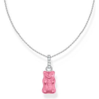 Thomas Sabo KE2209-052-9-L45V Kette mit pinkem Goldbären Anhänger und Zirkonia 40-45 cm Damen