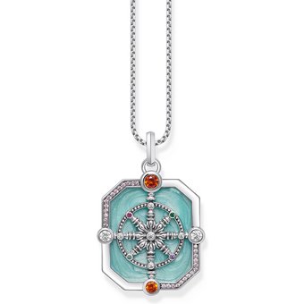 Thomas Sabo PE961-340-7 Silberner Kettenanhänger Wheel of Karma + Zirkonia Damen