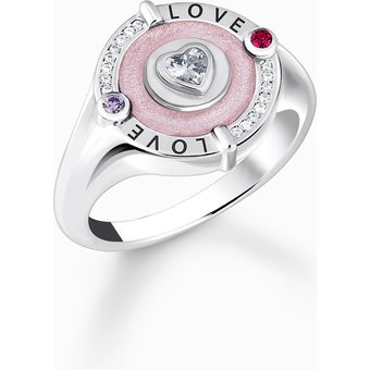 Thomas Sabo TR2447-390-9-56 Silberner Siegelring mit Herz und Steinchen Damen