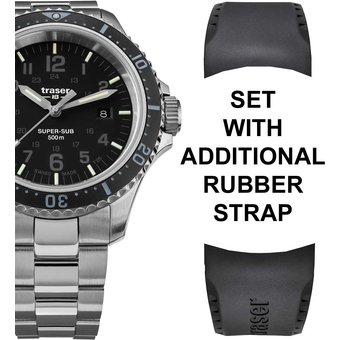 Traser H3 109376 P67 T25 SuperSub Set Black Herrenuhr 46mm Taucheruhr 50ATM