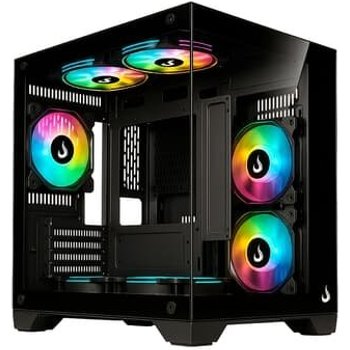 Gabinete Gamer Rise Mode Galaxy Glass M Mini, M-ATX, Lateral e Frontal em Vidro Temperado, Sem FANs, Preto - RM-GA-GGMN-FB