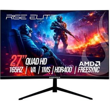 Monitor Gamer Curvo Rise Mode Elite 27", QHD, 165Hz, 1ms, VA, FreeSync, HDR 400, HDMI e DisplayPort, Preto - RM-MOG-27C1652K-B