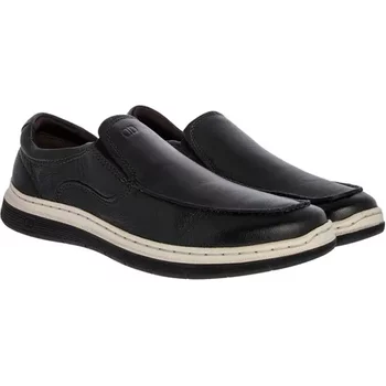Slip On Democrata Leave Denim Couro Preto