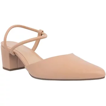 Scarpin Slingback Penélope Salto Grosso Elástico Nude