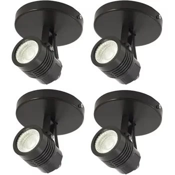 Kit 4 Spots Sobrepor Direcionável Abs Preto LED 6W IP65