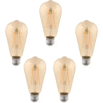 Kit 5 Lâmpadas Bulbo Filamento E27 Led 2W 200Lm 360°