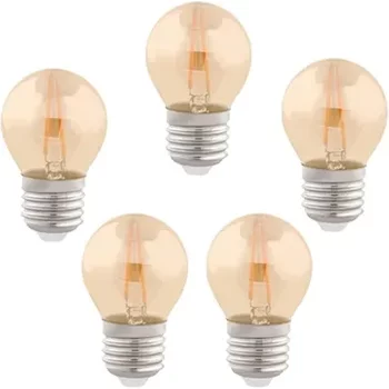 Kit 5 Lâmpadas Bolinha Filamento E-27 2W 127/220V 2400K