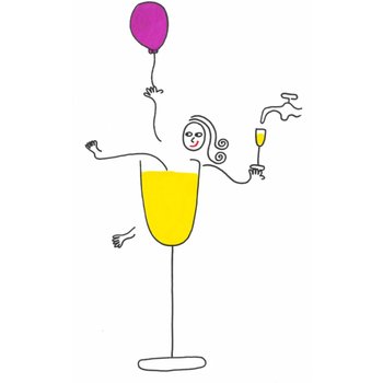 Eva Gans | Verjaardagskaart | Champagne
