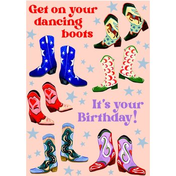 Eleanor Bowmer | Verjaardagskaart | Get On Your Dancing Boots | Cowboy Boots