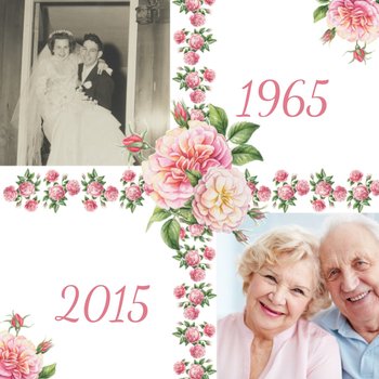 Janneke Brinkman | Huwelijkskaart met bloemen en eigen foto