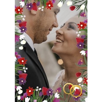 Fishuals | Patricia Hooning | Huwelijkskaart | Bloemen | Met foto