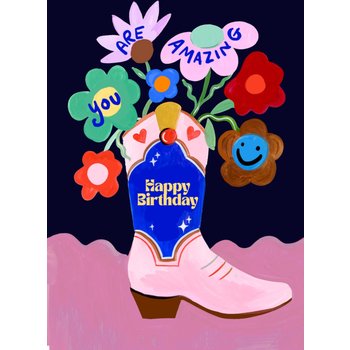 Eleanor Bowmer | Verjaardagskaart | You Are Amazing | Flowers In Cowboy Boot