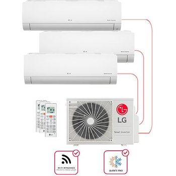 Ar condicionado Multi Split Inverter 3 ambientes (Hiwall 2X 9.000BTUS, 1X12.000BTUS) Quente/Frio WiFi integrado - E3Q2111.OBS