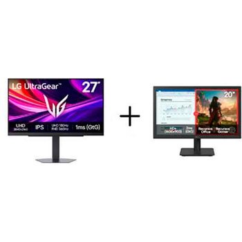Combo Monitor LG OLED UltraGear™ 27GX790B-B 27", 540Hz + Monitor LG LED Home & Office 20U401A-B Tela 20" HD+ - 27G810.20U401