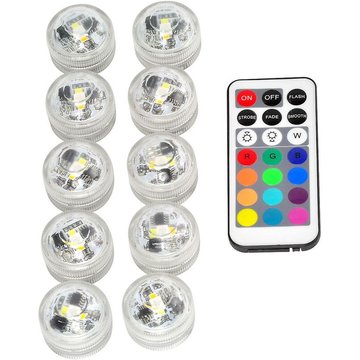10 pcs Mini Lumières LED Submersibles ER-SIICE, Lampe Sous-marines Étanche RGB Multicolore Bougies LED Éclairage avec 2 Télécommandes pour Piscine