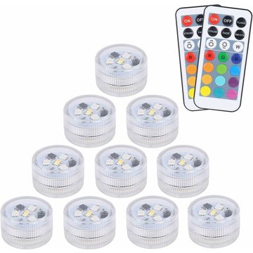 10 pcs Mini Lumières LED Submersibles YOYO, Lampe sous-Marines Étanche RGB Multicolore Bougies LED Éclairage avec 2 Télécommandes pour Piscine