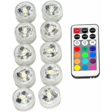10 pcs Mini Lumières LED Submersible, Lampe sous-Marines Étanche RGB Multicolore Bougies LED Éclairage avec 1Télécommandes pour Piscine Étang