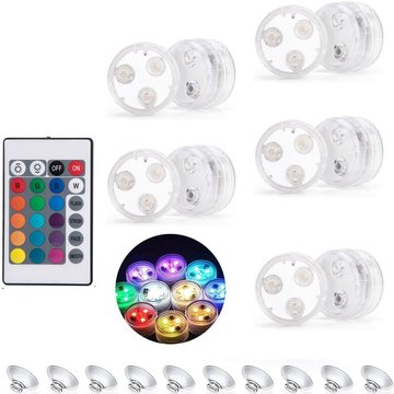 10 Pièces LOY Lumières LED de Plongée avec Télécommande pour Base de Vase, Caractéristique de l'Eau, Piscine et Jardin