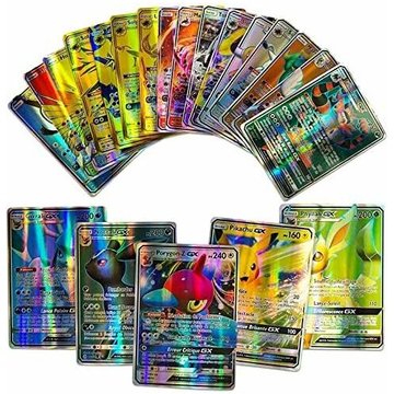 100PCS Cartes GX Pokemon Version française, Amusant Flash Card Cartes à Collectionner Carte Enfants, Cadeaux de Noël et Cadeaux d'anniversaire pour