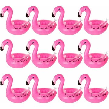 12 Pcs WAHAISON Porte-Boisson Gonflable Flamant Bar Flottant Piscine Jouets Porte Gobelet Flottant pour Hawaïen Plage Piscine Party (Rose)