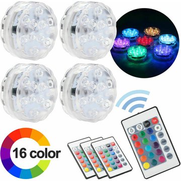 FOZIY - 12 x lumières LED de piscine, Lumière sous-marine submersible d'ampoule led RVB + télécommande 16 couleurs