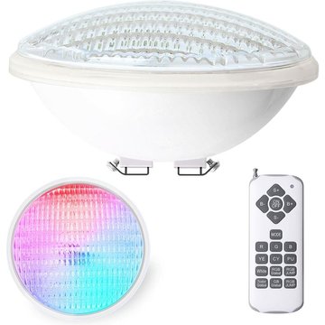 ER-SIICE 12W Lampe Piscine LED PAR56 Étanche IP68 Lampe de Piscine RGBW Submersible Lumière 12V DC/AC Spot LED Couleur avec Télécommande 7 Couleurs Réglables