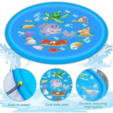 150 cm Splash Pad, Sprinkler Water Play Mat, Splash Play Mat, Outdoor Summer Garden Water Toy for Children, for Outdoor Family Activities, Party,