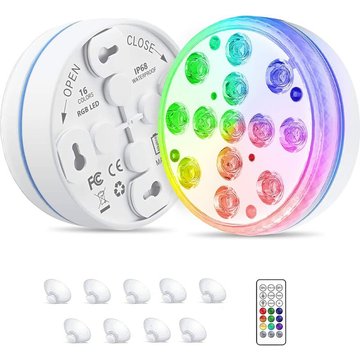 2 Éclairage pour plan d'eau 13 Leds de Piscine Multi-couleur avec Télécommande LumièRes flottant pour piscine,eclairage piscine hors sol,Aquarium,(2