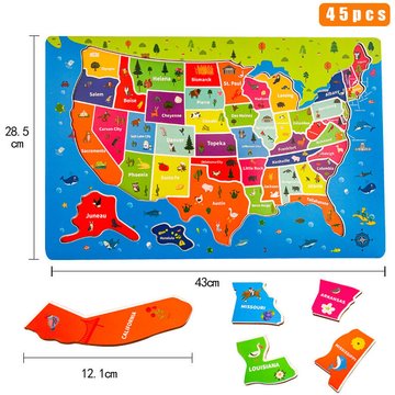 2-in-1 usa Map Puzzle Jigsaw Intercontinental Geographic Cognition - Jouets éducatifs - Jouets éducatifs pour enfants - Puzzle (1 boîte)
