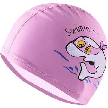 Benobbykids - 2 pcs Rose Enfants Bonnet de Bain pour Filles et Garçons 6-12 Ans, Dauphin Dessin Animé Bonnet de Bain, Tissu pu Confortable