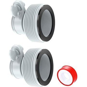 2 Pièces Raccord Tuyau Piscine WAHAISON, Adaptateur Piscine avec Ruban Étanche, Adaptateur Piscine 32/38, pour Pompes et Systèmes d'Eau de Mer - Gris