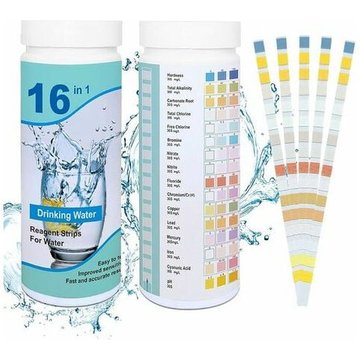 200pcs Bandelettes de Test pour Piscine,16 en 1 pour Papier ph Bandes Test,test eau potable,Bandelettes d'analyse,bandelettes de test d'eau,Lot de