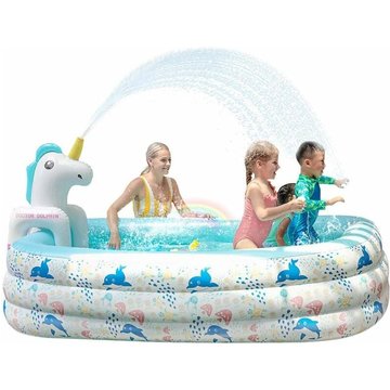 240CMx165CMx60CM Piscines Gonflables Centre de Jeu Hors Sol pour Kiddie Toddler Adulte avec Spray Licorne, Piscine Familiale