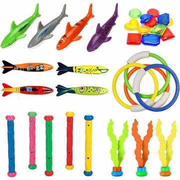 Tanabata - 28pcs Jouets de Plongée Anneaux de Plongée*4, L'algue Plongée*3 , Torpedo Bandits* 4, Plongée pierres précieuses*8, bâtons de plongée*5,