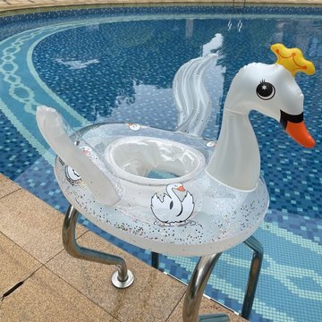2pcs Siège de Tige d'Oie Couronne avec Fond Éponge Anneau de Bain Gonflable pour Enfants avec Poignée de Maintien LEISEI, Bouée pour Bébé, Anneau de Piscine