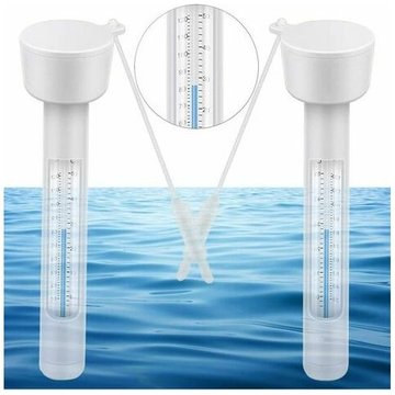 2PCS Thermomètre Flottant de Piscine Thermomètres avec Une Corde Résistant aux Chocs ,Blanc,