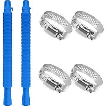 2PCS WAHAISON Tuyau de Rechange pour Piscine, Tuyau de Rechange pour Filtre de Piscine avec 2 Clips Métalliques, 17,12x1,18x1,57 pouces (Bleu)