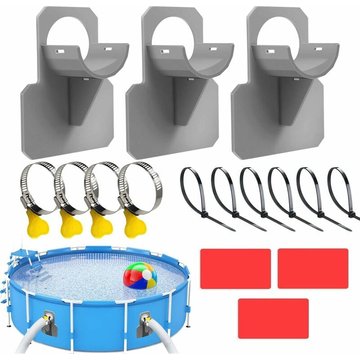 3 Supports de Tuyau de Piscine SWYEOOT, Support de Tuyau pour Piscine Hors-sol, avec Ruban Adhésif, Serre-câbles, Colliers de Serrage en Acier Inoxydable