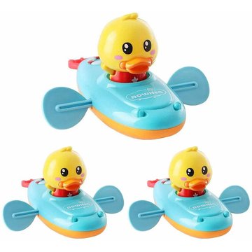 3pcs jouets de bain pour bébé TUMALAGIA, canards flottants de piscine, canards jaunes à tirer avec ficelle