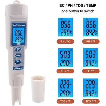 Boom - 4 en 1 étanche EC/TDS/PH/Temp - Testeur de qualité de l'eau pour piscines d'eau potable